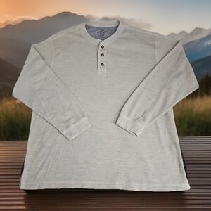 Alpine Lakes Beige Thermal Hunting Work Mens XXL Shirt Knit Henley‎ Long Sleeve
